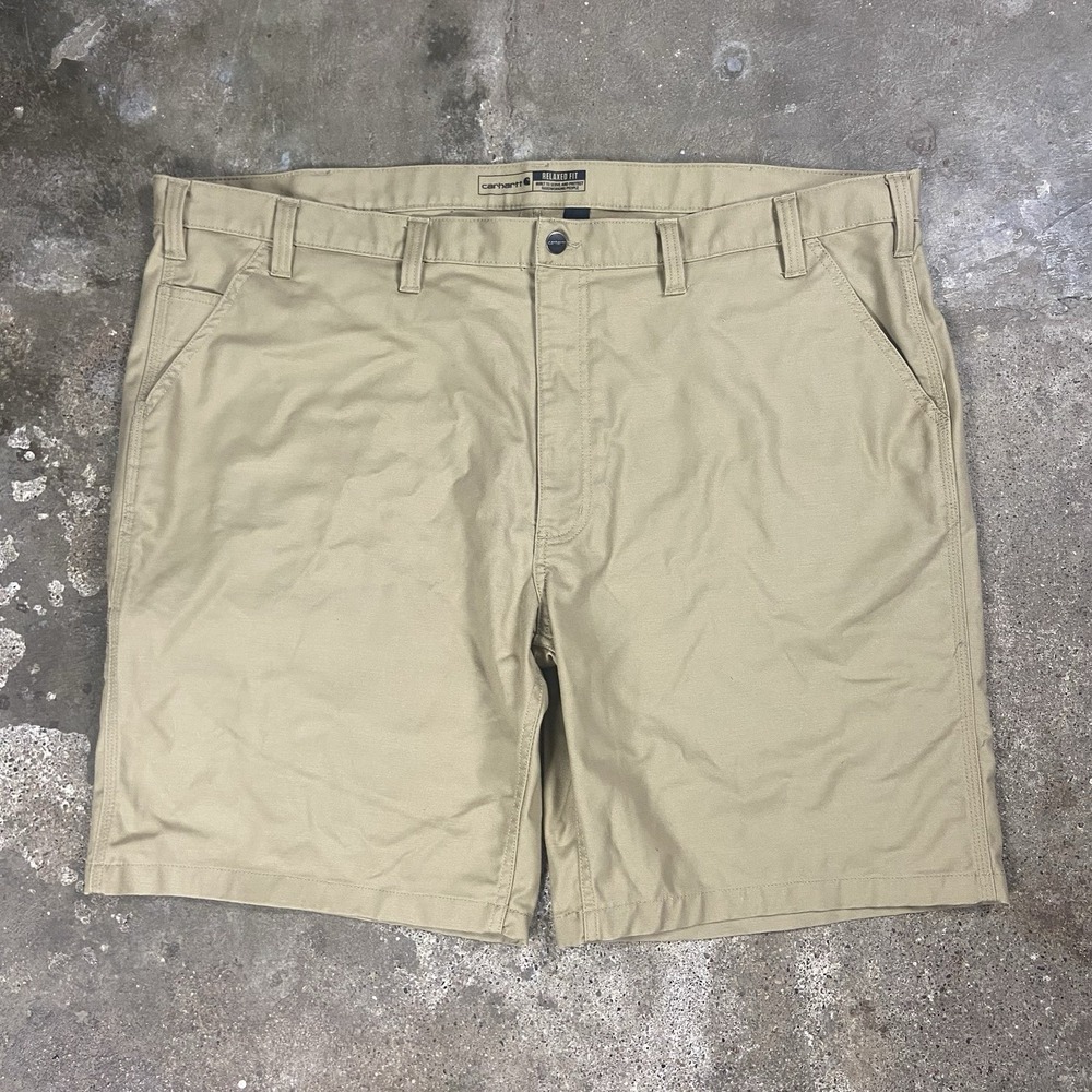 Carhartt Rugged Flex Canvas Shorts Size 46 Beige Relaxed Fit Work Wear BS3111-M